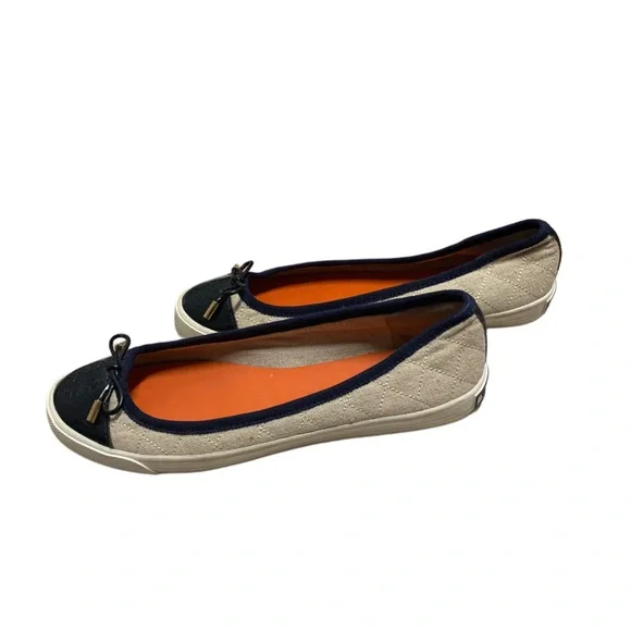 Tory Burch Beige and Navy Flats - Picture 2 of 4